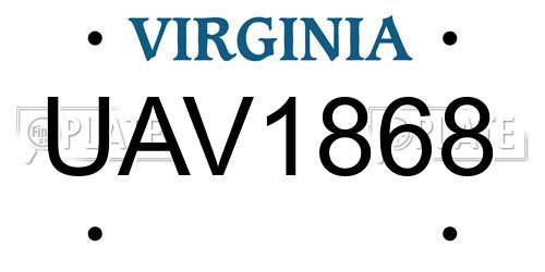 UAV1868 Virginia License Plate