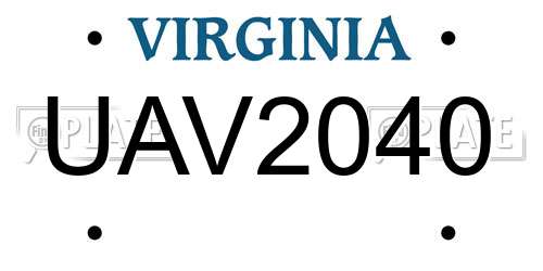 UAV2040 Virginia License Plate