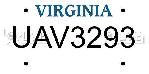 UAV3293 Virginia License Plate