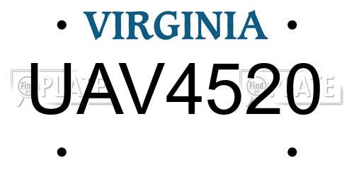 UAV4520 Virginia License Plate