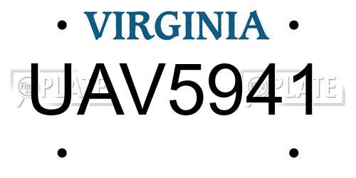 UAV5941 Virginia License Plate