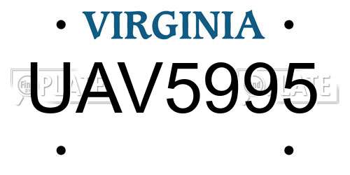 UAV5995 Virginia License Plate