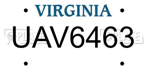 UAV6463 Virginia License Plate