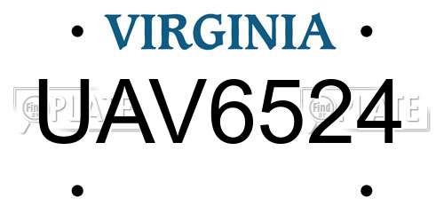 UAV6524 Virginia License Plate