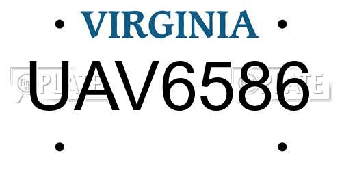 UAV6586 Virginia License Plate