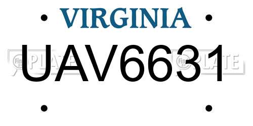 UAV6631 Virginia License Plate