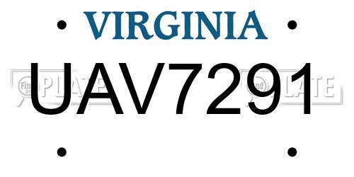 UAV7291 Virginia License Plate