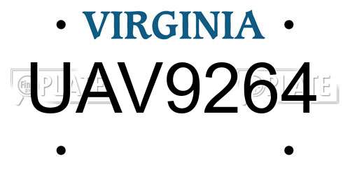 UAV9264 Virginia License Plate