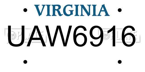 UAW6916 Virginia License Plate