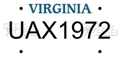 UAX1972 Virginia License Plate
