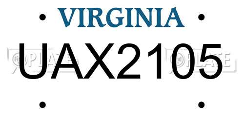 UAX2105 Virginia License Plate