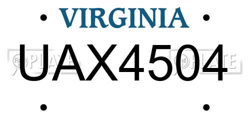 UAX4504 Virginia License Plate