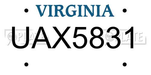 UAX5831 Virginia License Plate