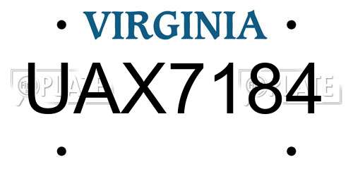 UAX7184 Virginia License Plate