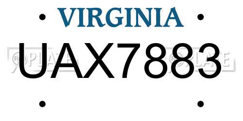 UAX7883 Virginia License Plate