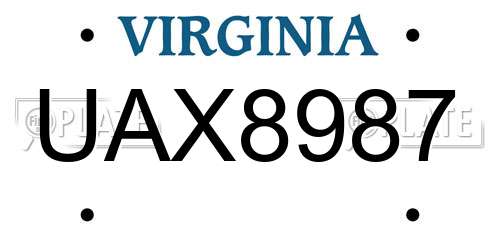UAX8987 Virginia License Plate