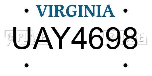 UAY4698 Virginia License Plate