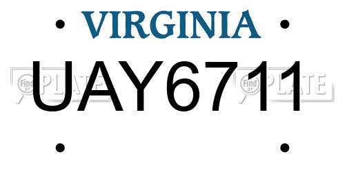 UAY6711 Virginia License Plate