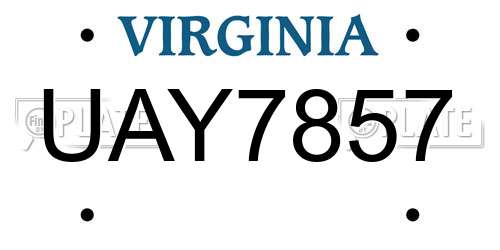 UAY7857 Virginia License Plate