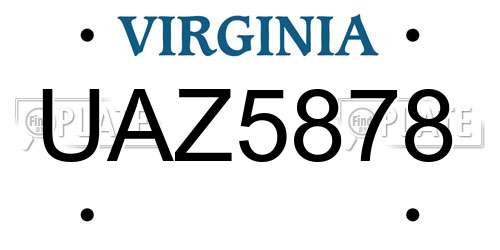 UAZ5878 Virginia License Plate