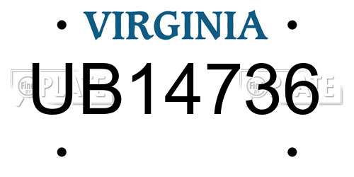 UB14736 Virginia License Plate