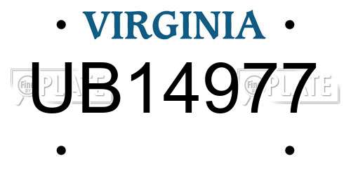 UB14977 Virginia License Plate