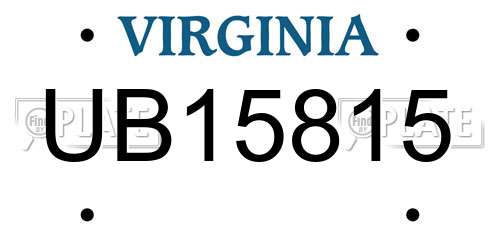 UB15815 Virginia License Plate