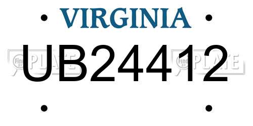 UB24412 Virginia License Plate