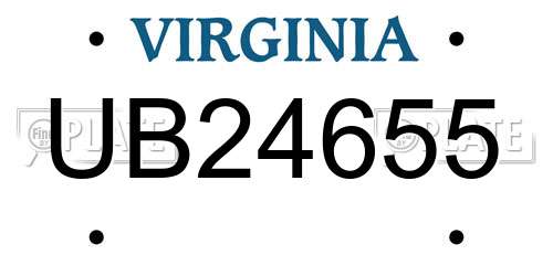 UB24655 Virginia License Plate