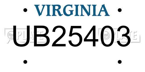UB25403 Virginia License Plate
