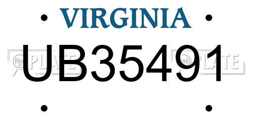 UB35491 Virginia License Plate