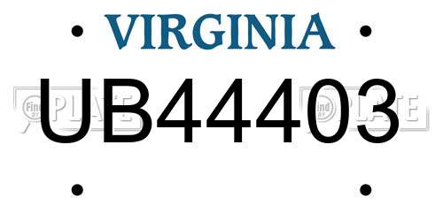 UB44403 Virginia License Plate