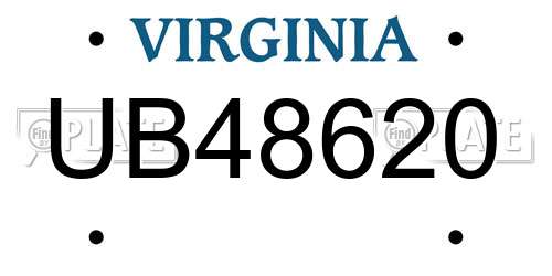 UB48620 Virginia License Plate