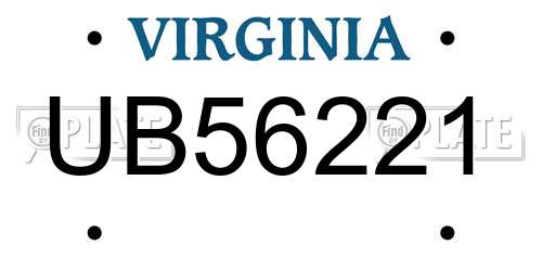 UB56221 Virginia License Plate