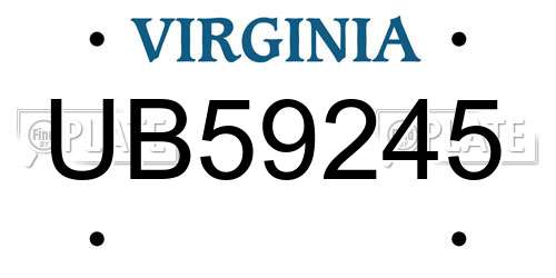 UB59245 Virginia License Plate