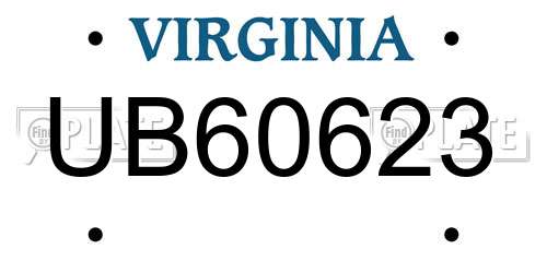 UB60623 Virginia License Plate