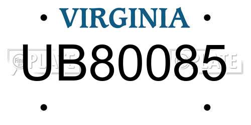 UB80085 Virginia License Plate