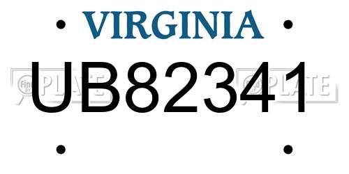 UB82341 Virginia License Plate