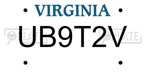 UB9T2V Virginia License Plate