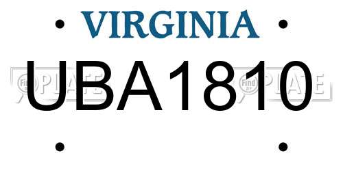 UBA1810 Virginia License Plate