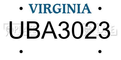 UBA3023 Virginia License Plate