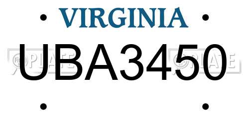 UBA3450 Virginia License Plate