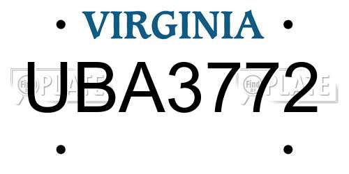 UBA3772 Virginia License Plate