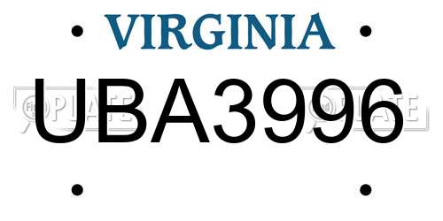 UBA3996 Virginia License Plate