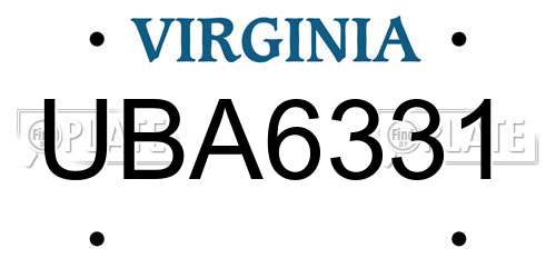 UBA6331 Virginia License Plate