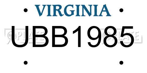UBB1985 Virginia License Plate