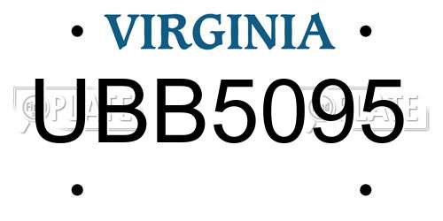 UBB5095 Virginia License Plate