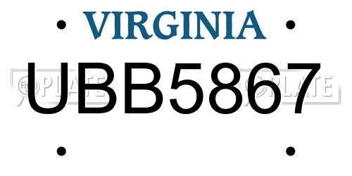 UBB5867 Virginia License Plate