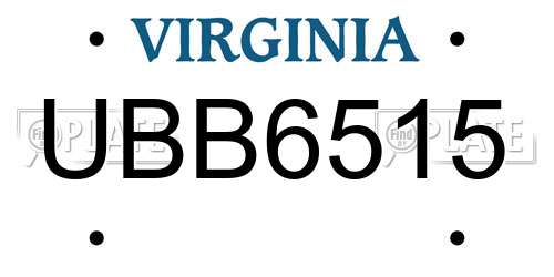 UBB6515 Virginia License Plate