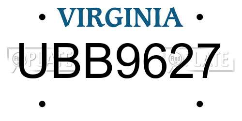 UBB9627 Virginia License Plate
